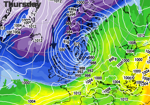 Cold air down through UK