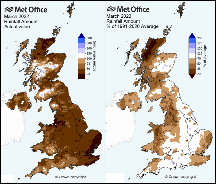 MArch 2022 rainfall UK