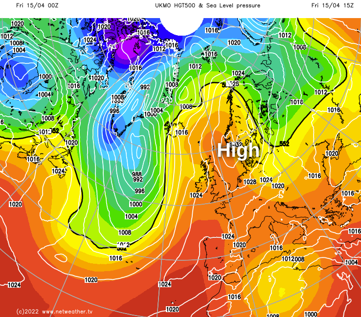 High pressure to the east of the UK on Good Friday