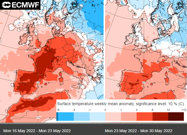 ECMWF outlook charts warm europe