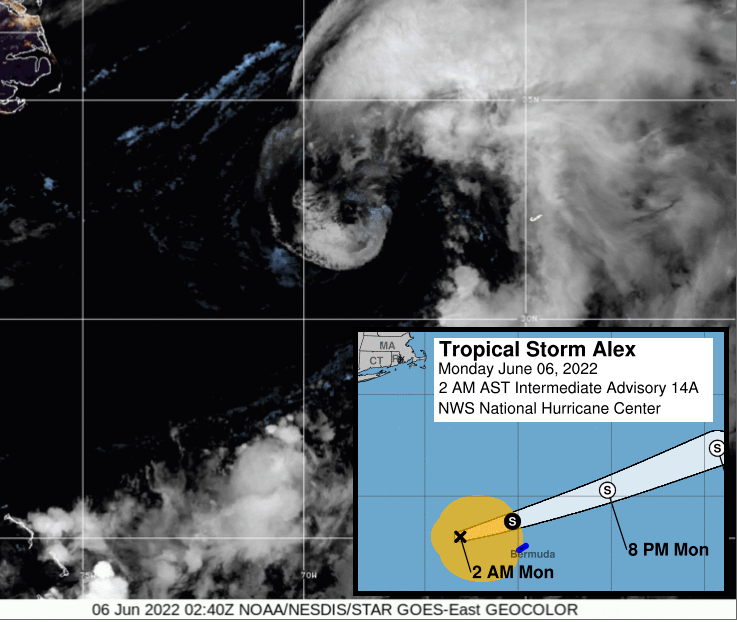 Bermuda and Tropical storm Alex