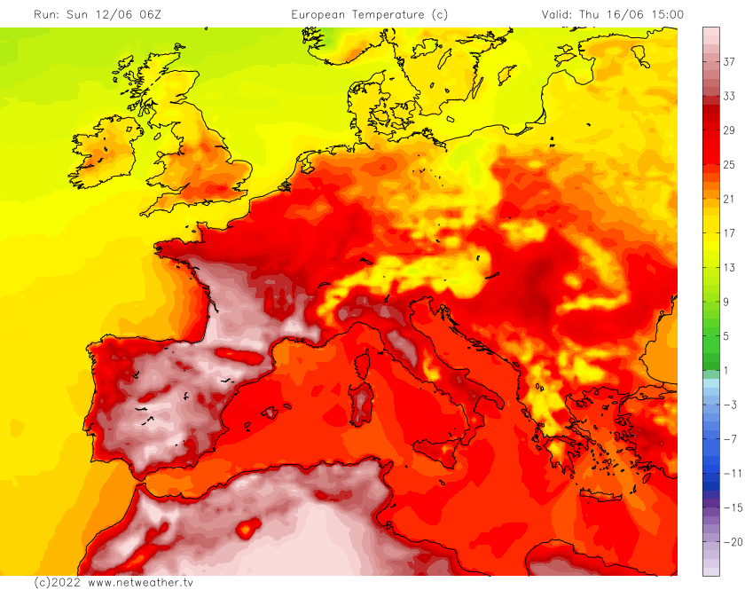 Temperatures into the forties in parts of France and Spain this week