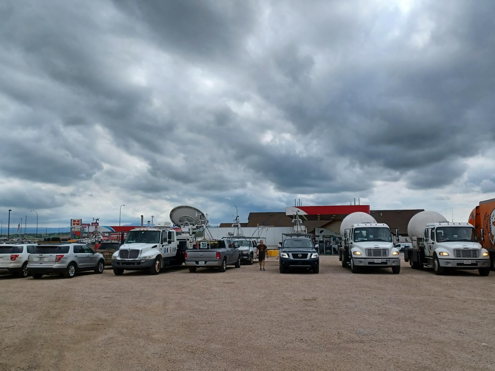 NWS DOW vehicles waiting for storms to develop