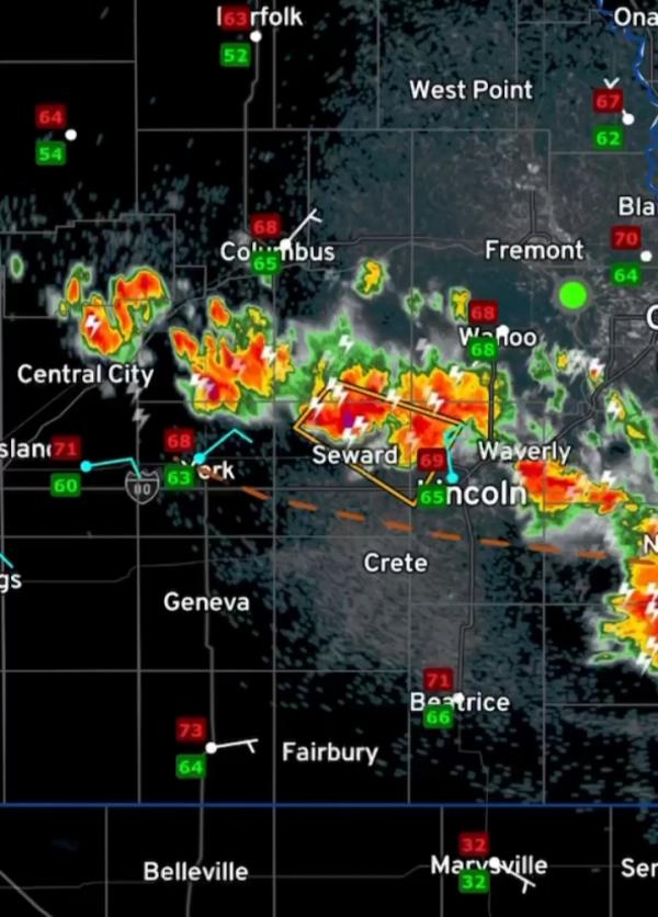 Radar grab as storms approached on day 6