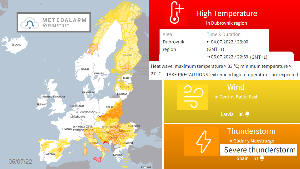 Meteo Alarm European weather warnings