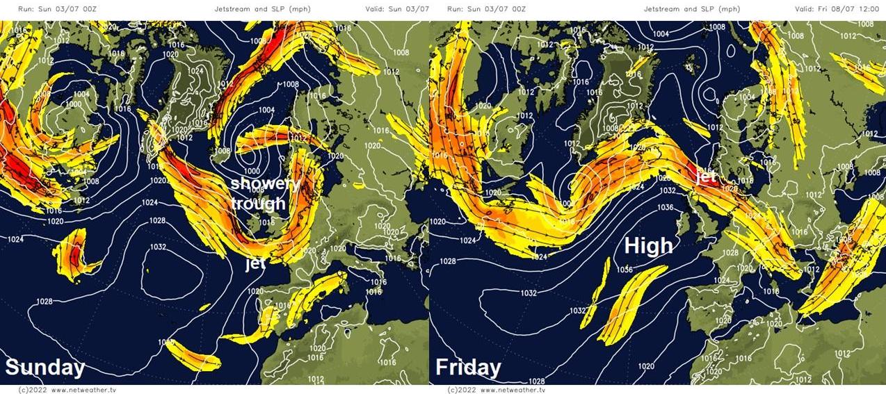 Jet stream lifting north by the end of the week