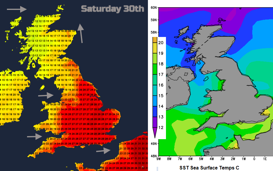 UK summer holiday weather and sea temperatures