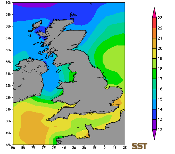 UK sea surface temps SST