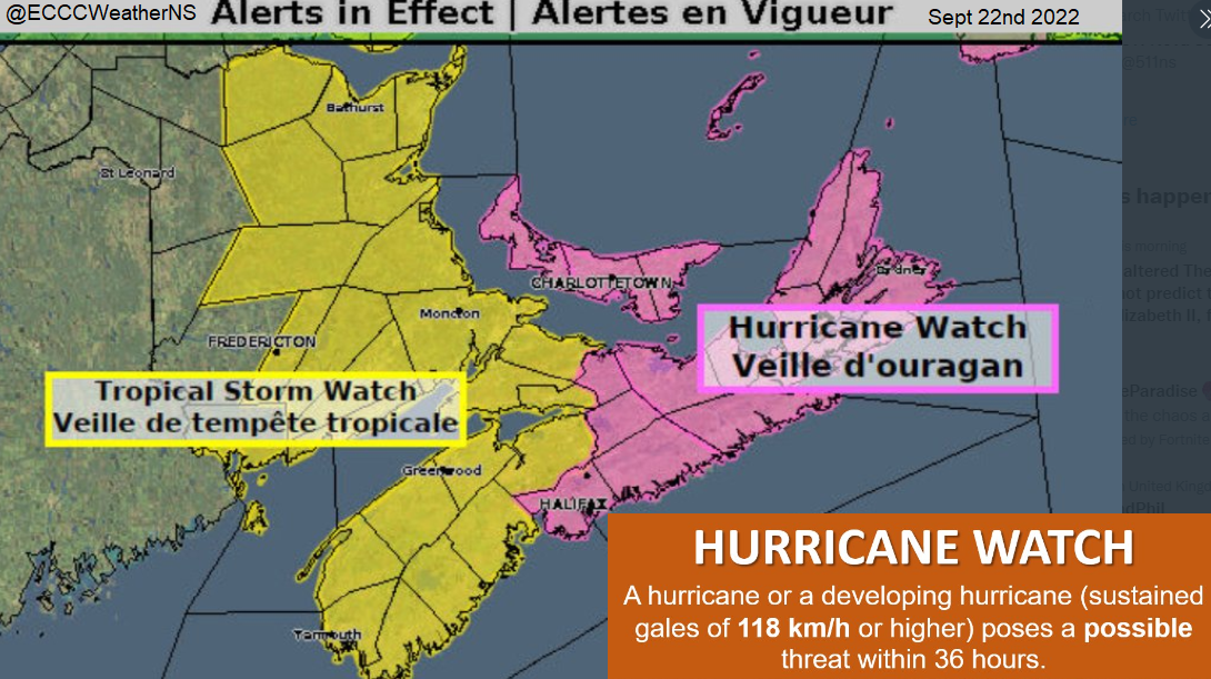Hurricane watch for Nove Scotia