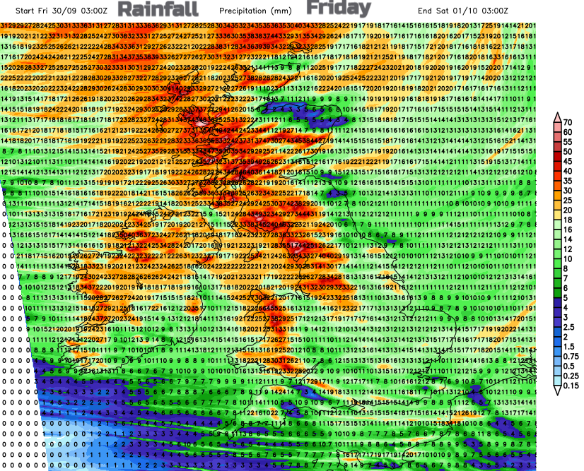 UK rainfall totals Friday 30th
