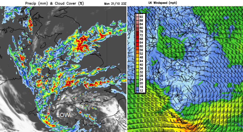 Storm Claudio wind and rain, gales in the English Channel