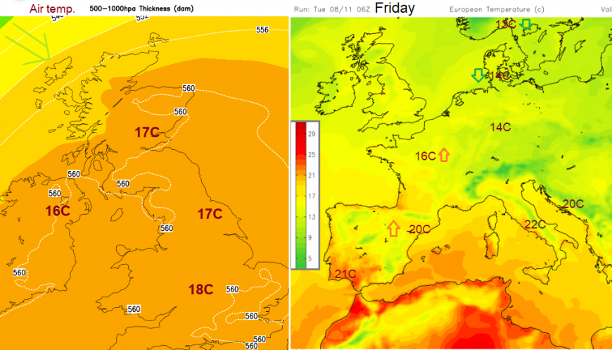 European temperatures very warm
