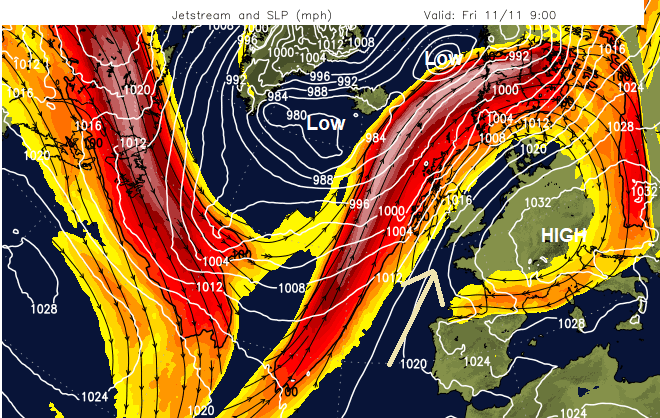 jetstream mild air for UK