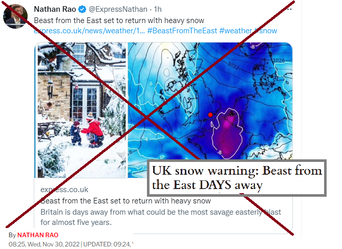 UK Beast from the East claim by Daily Express