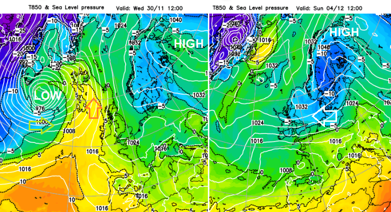 Easterly flow for UK