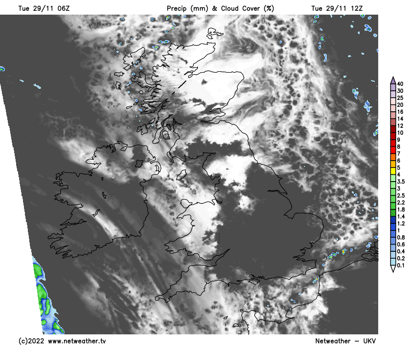 A lot of cloud across England and Wales on Tuesday
