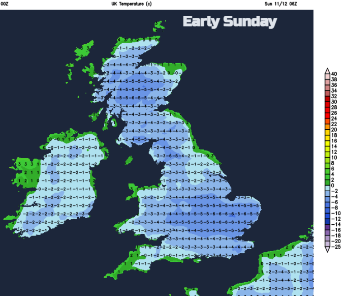Cold frosty nights for UK with ice