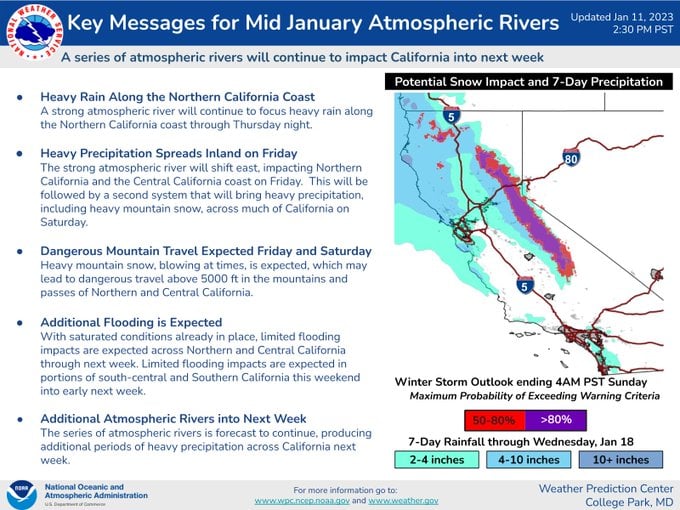 Atmospheric rivers such as the Pineapple Express USA