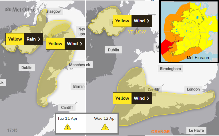 ORange and yellow warnings