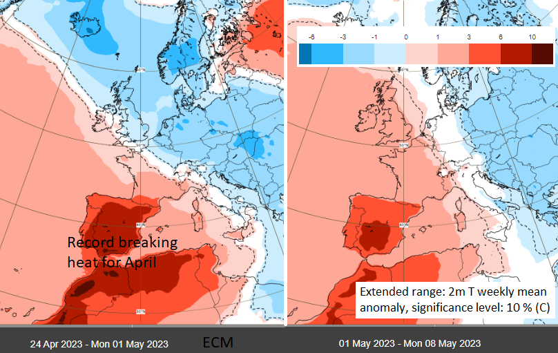 Warm air over Europe