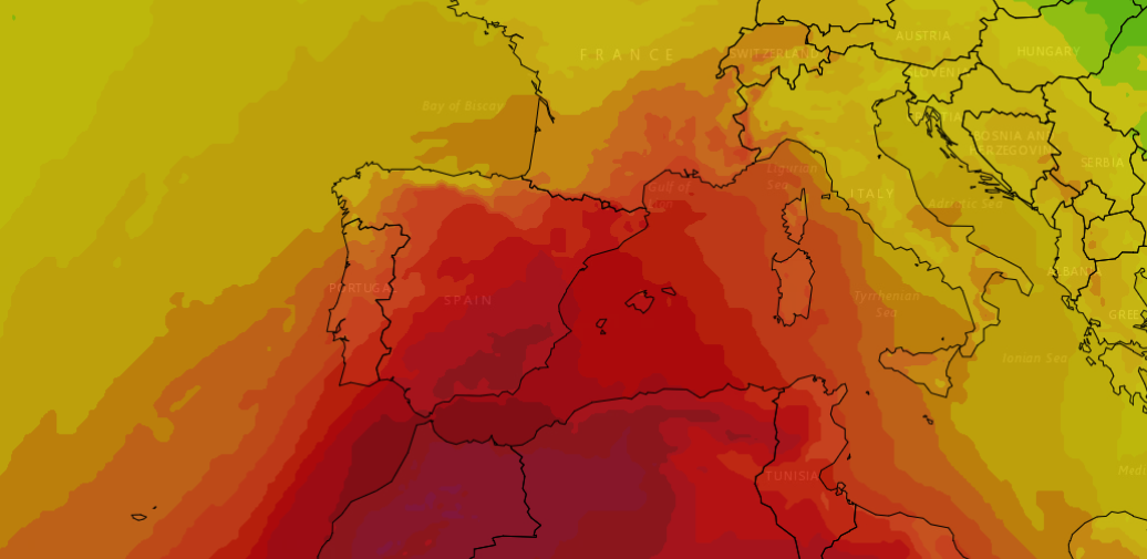 Calor sobre España y Portugal
