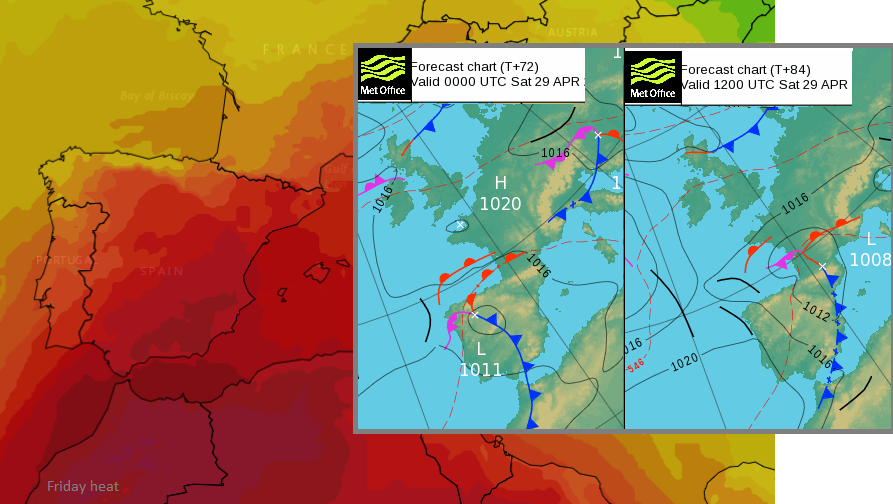 HEat over SPain and Portugal easing at the weekend
