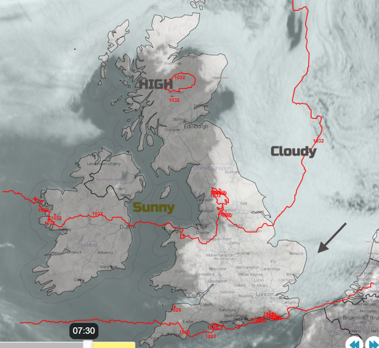 Netweather Radar showing Visible Satellite, cloud and pressure