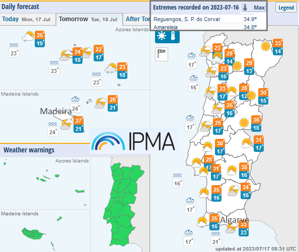 Algarfve heat and high temps weather