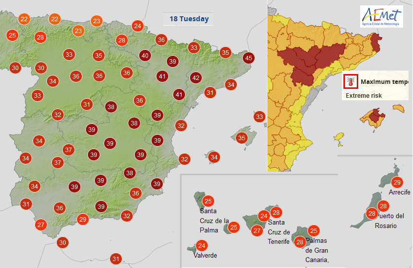 Spain heatwave warnings Mallorca Ibiza