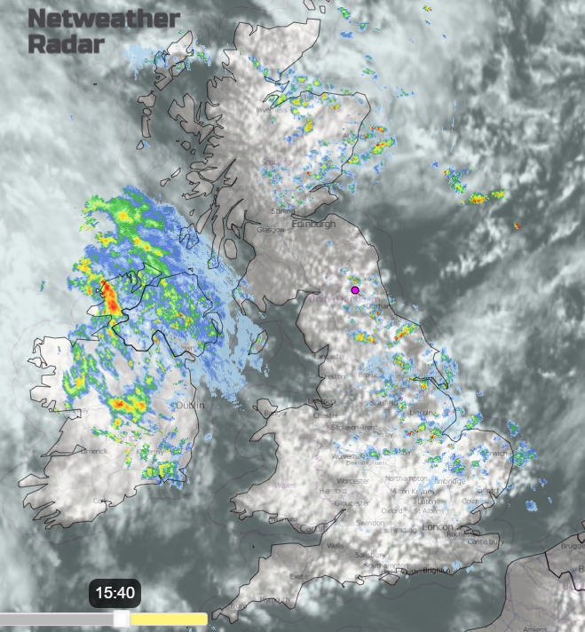 UK weather showers and rain from the west