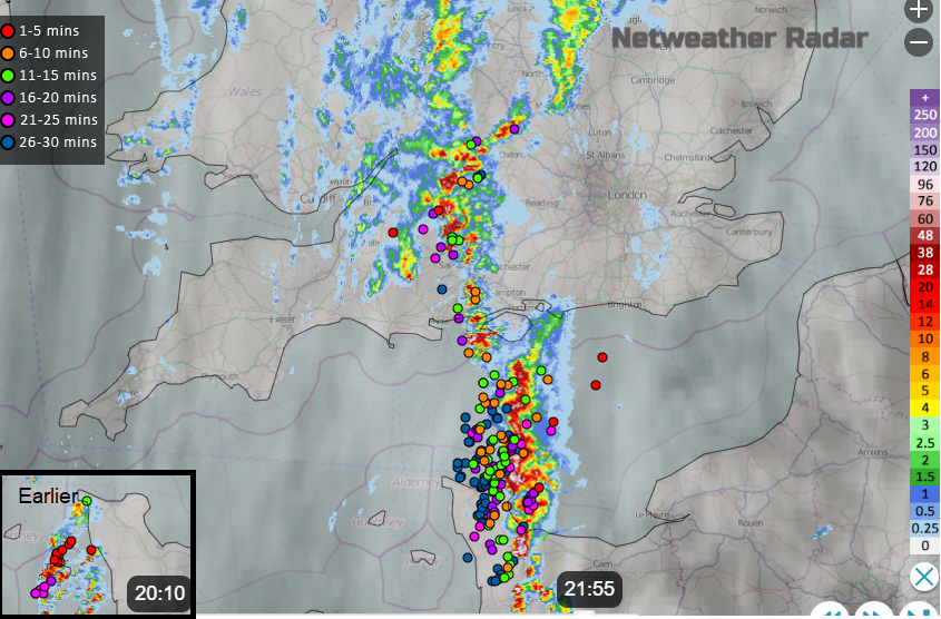 Thunderstorms over sea