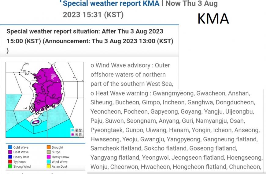Heatwave warning South Korea Jeollabukdo