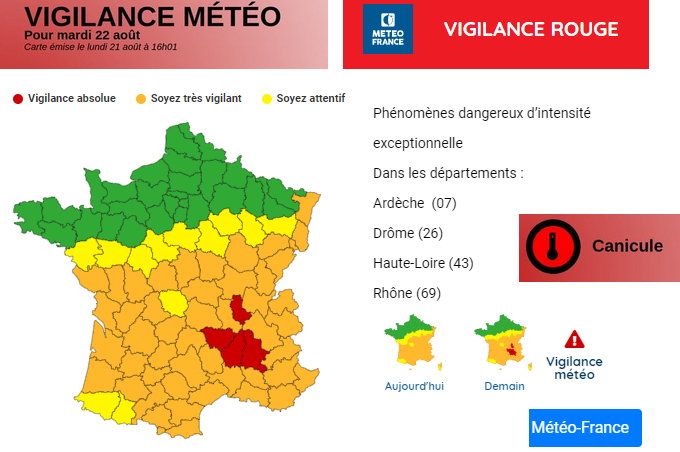 Meteo France canicule heatwave red warning