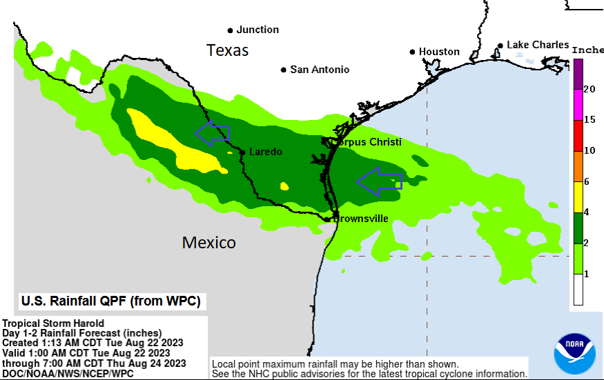 TRopical storm Harold texas mexico
