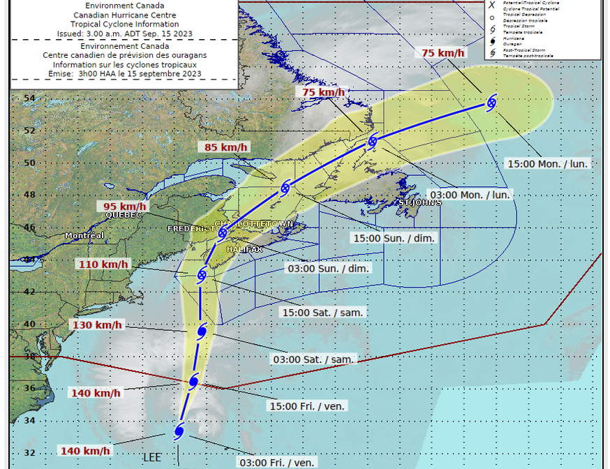 Hurricane Lee heads for New England and Nova Scotia this weekend