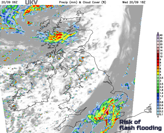 Heavy rain and risk of flooding for London and southeast