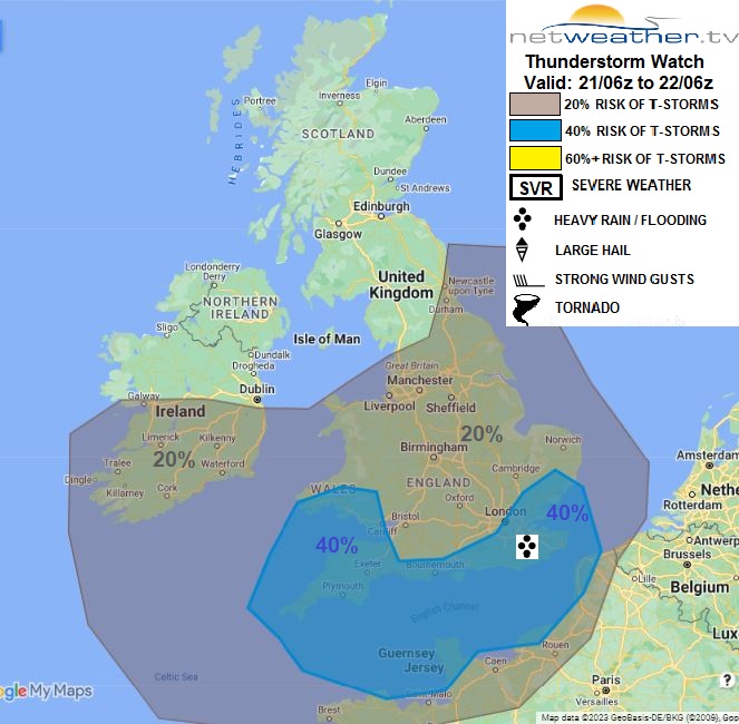 THUNDERSTORM WATCH - THURS 21 SEPT 2023