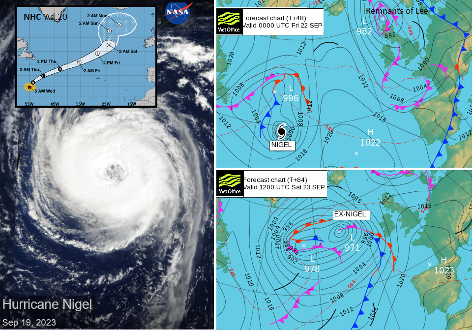 Hurricane Lee and Hurricane NIgel and the UK weather