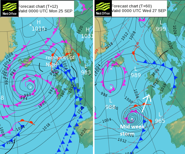 Storm Agnes pressure synoptic chart