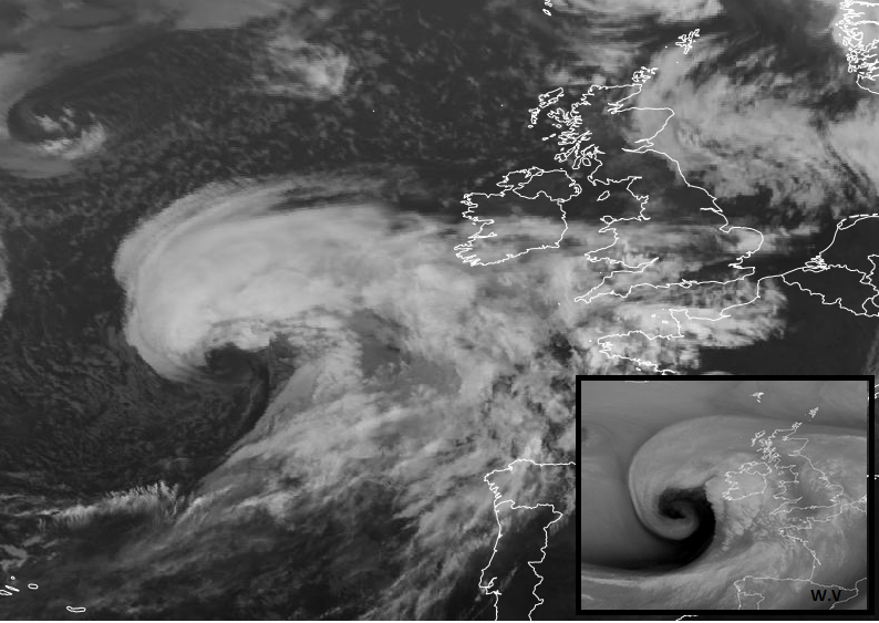 Storm Agnes Shapiro Keyser dry intrusion satellite image