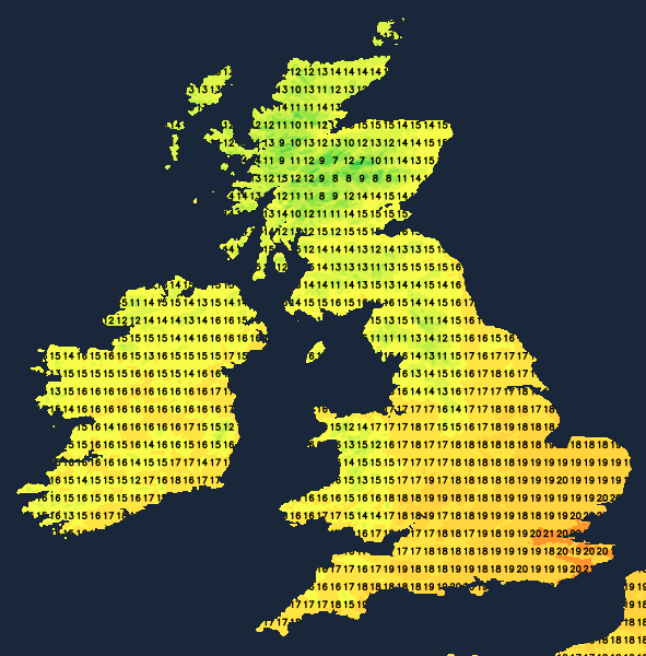 Temperatures on Friday afternoon