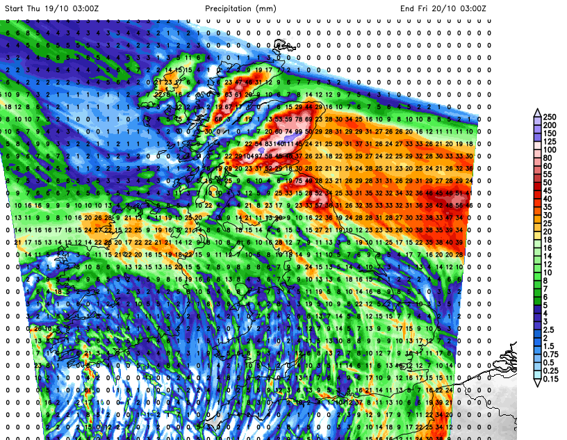 Thursday rainfall UKV