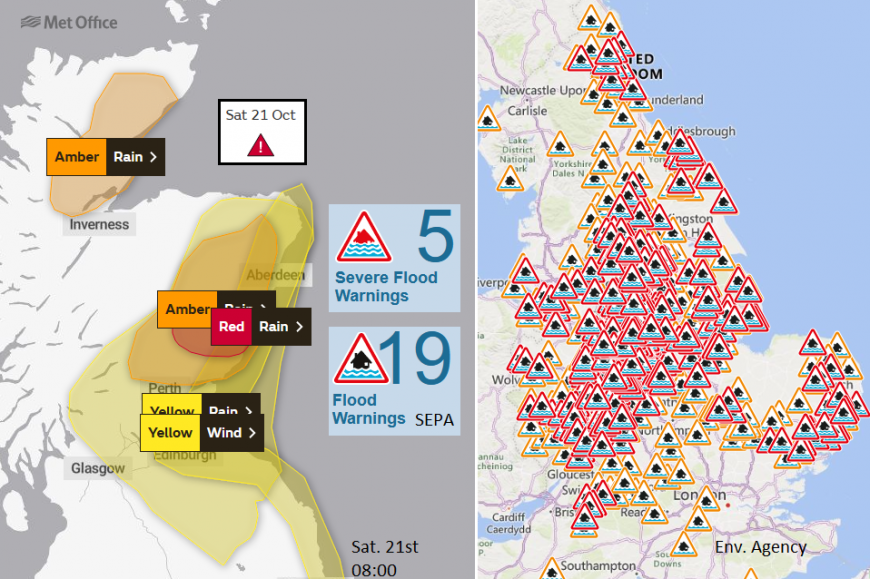 Storm Babet red warning and flood warnings