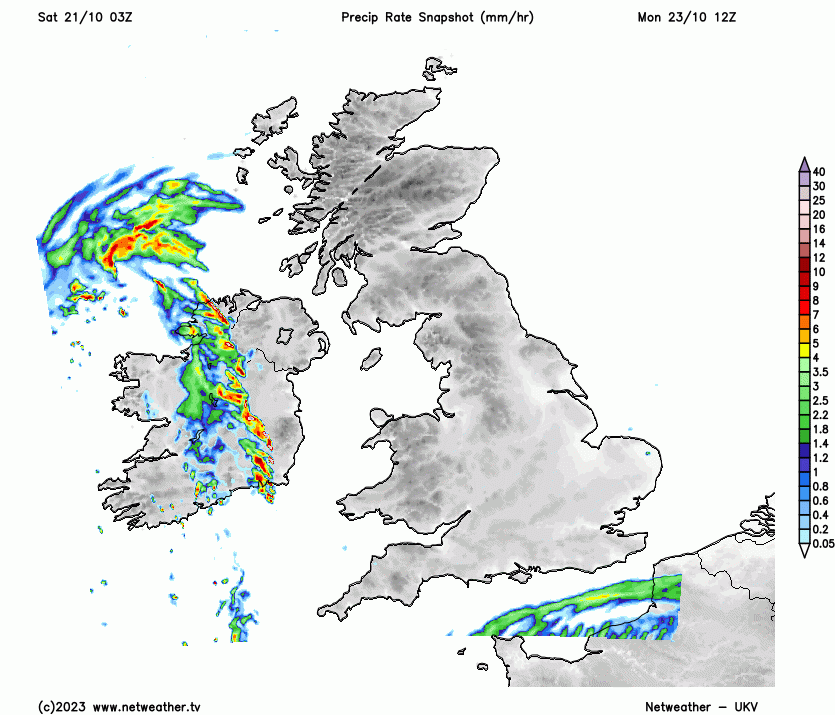Animation of the forecast rainfall during the first half of next week