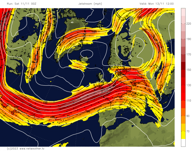 Southerly tracking jetstream