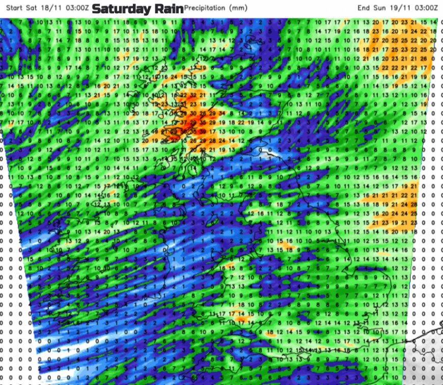 Weekend rain on Saturday UK weather