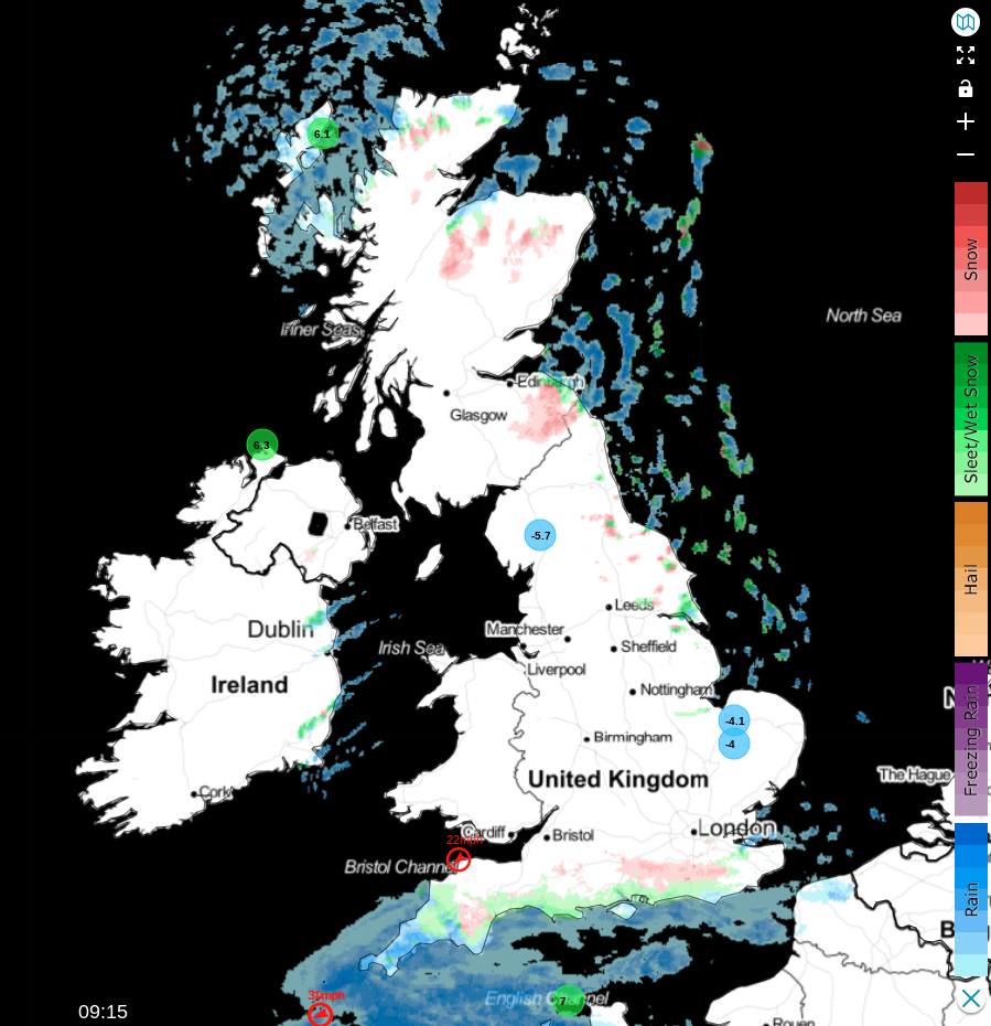 Weather type radar image from 0915 this morning