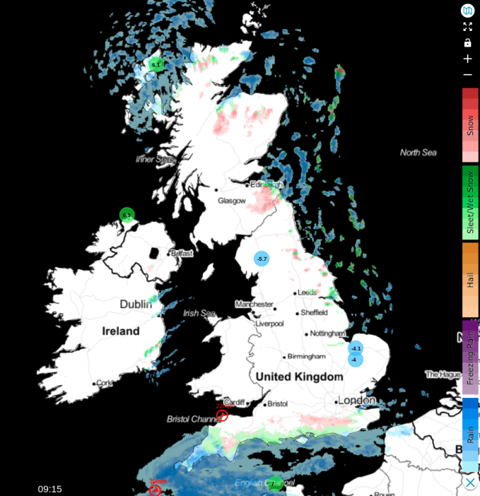 Weather type radar image from 0915 this morning
