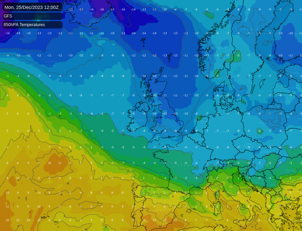 GFS map for Christmas day