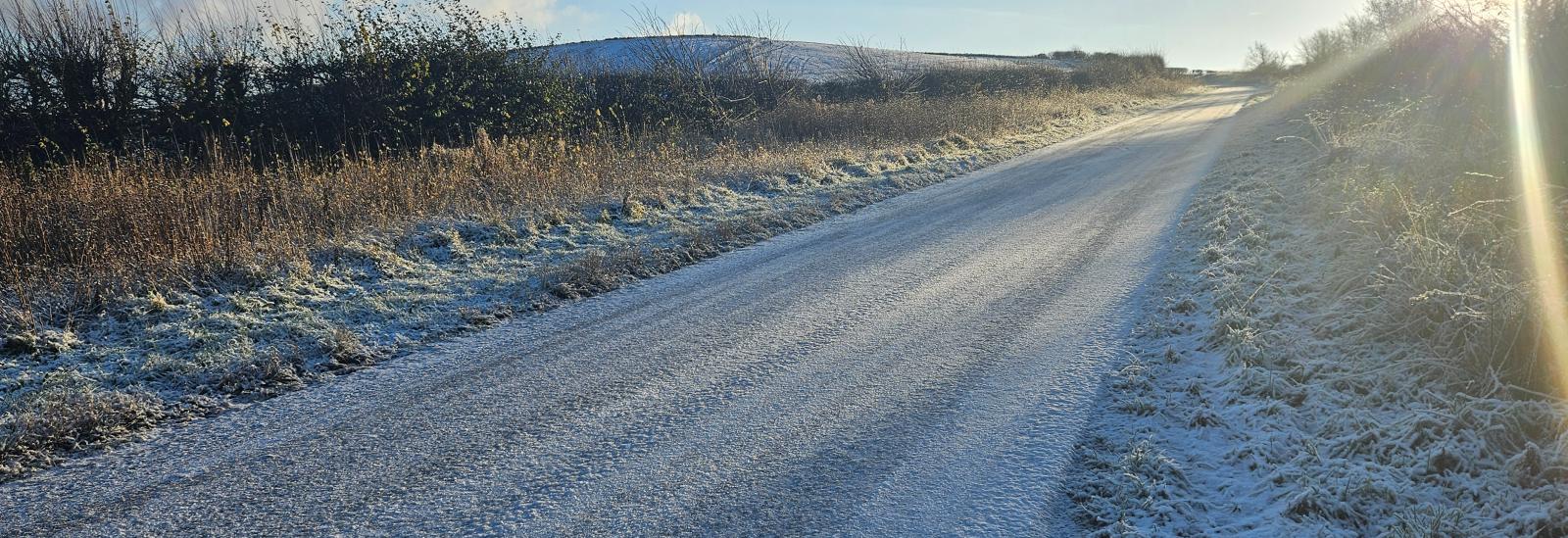 winter roads, frosty icy